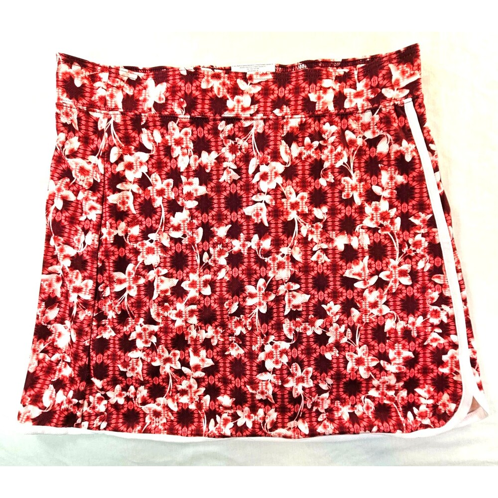 St Johns Bay Red Floral Skort Womens Medium New Pull On